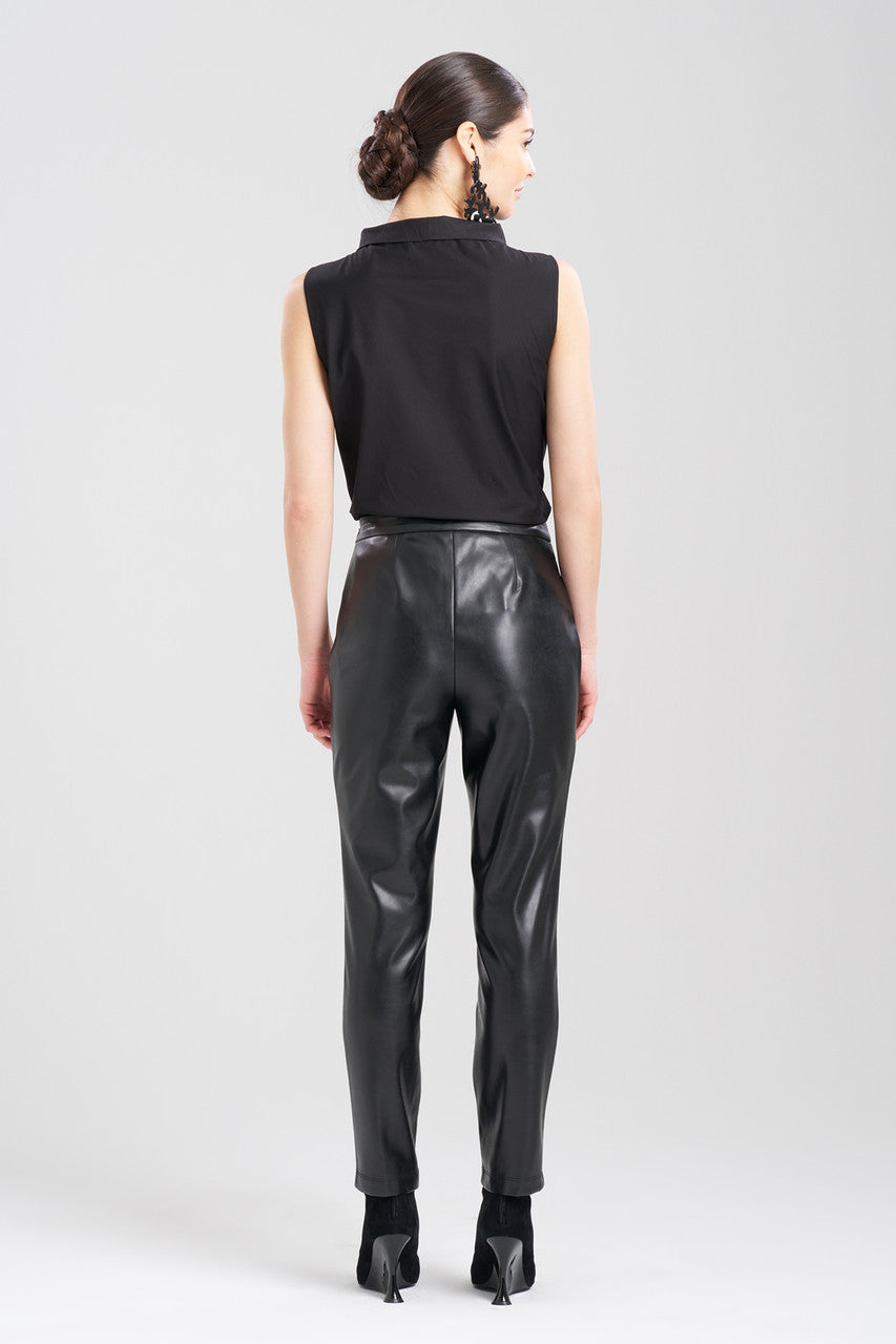 NATORI Buy Vegan Luxe Lambskin Ankle Pants in Black Online