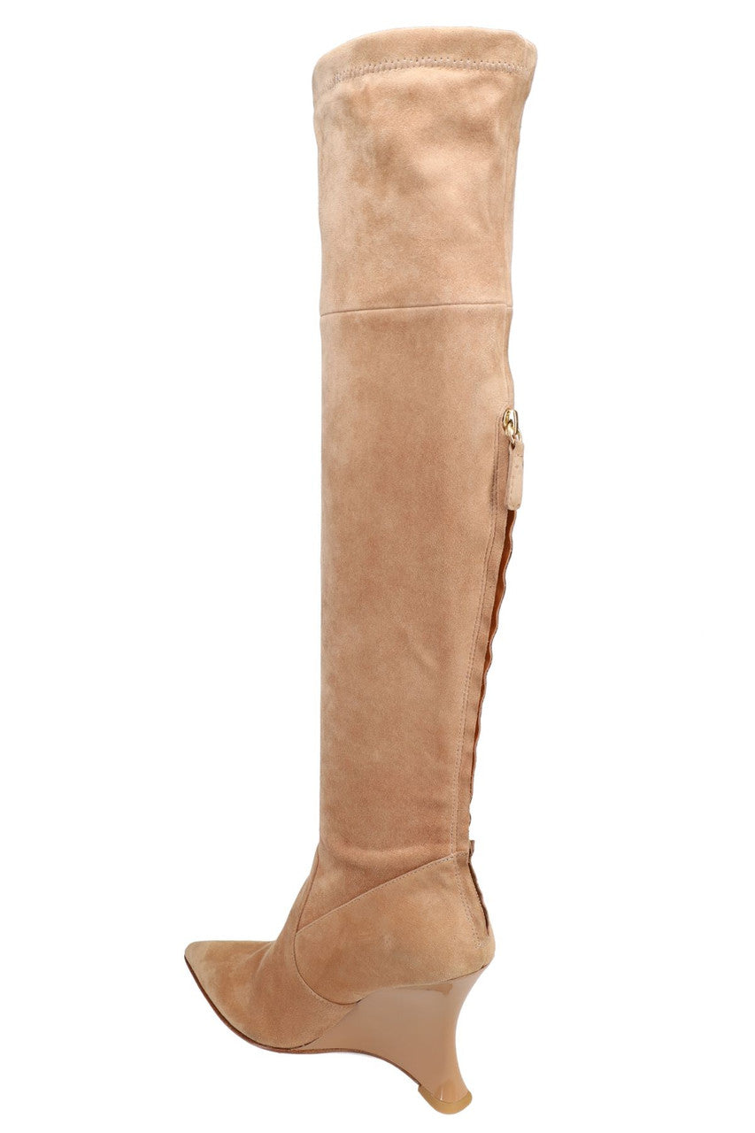 NATORI Buy Natsu Stretch Suede Over the Knee Wedge Boot in Doe Online