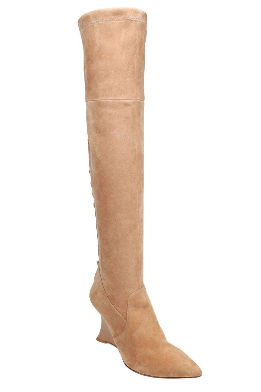 NATORI Buy Natsu Stretch Suede Over the Knee Wedge Boot in Doe Online