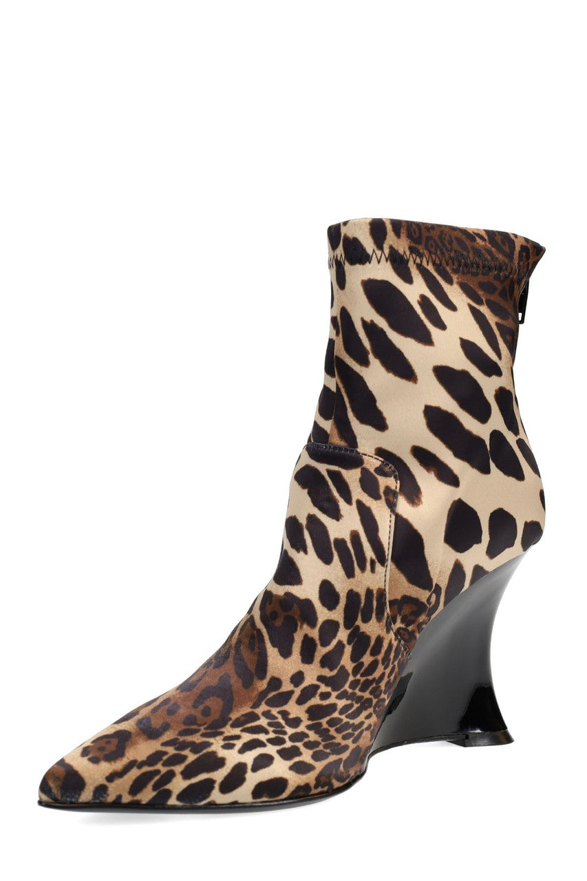 NATORI Buy Neko Luxe Leopard Satin Wedge Ankle Boot in Chestnut Online