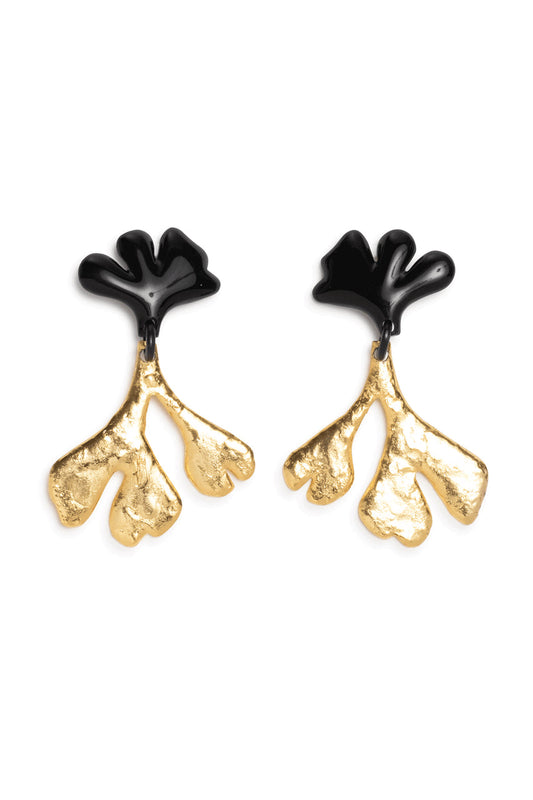 NATORI Buy Gold Plated Leaf Large Two Tone Earrings in Gold Online