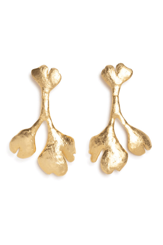 NATORI Buy Gold Plated Leaf Large Earrings in Gold Online