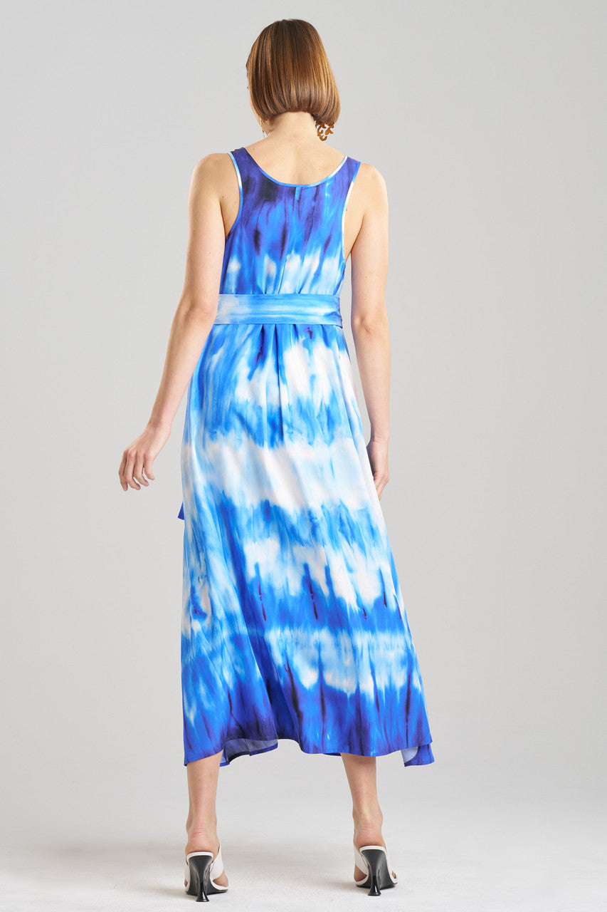 NATORI Buy Santorini Printed Cotton Silk Trapeze Tank Dress in Majorelle Online