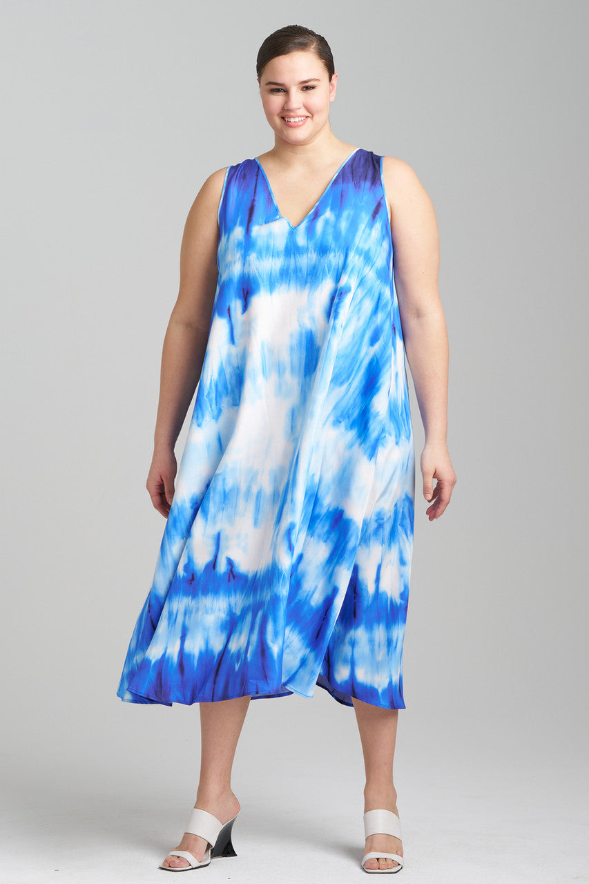 NATORI Buy Santorini Printed Cotton Silk Trapeze Tank Dress in Majorelle Online
