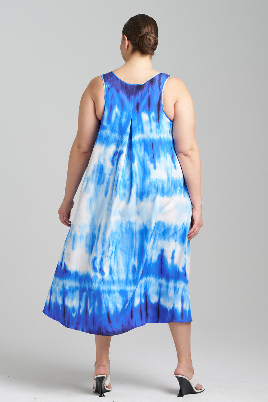 NATORI Buy Santorini Printed Cotton Silk Trapeze Tank Dress in Majorelle Online