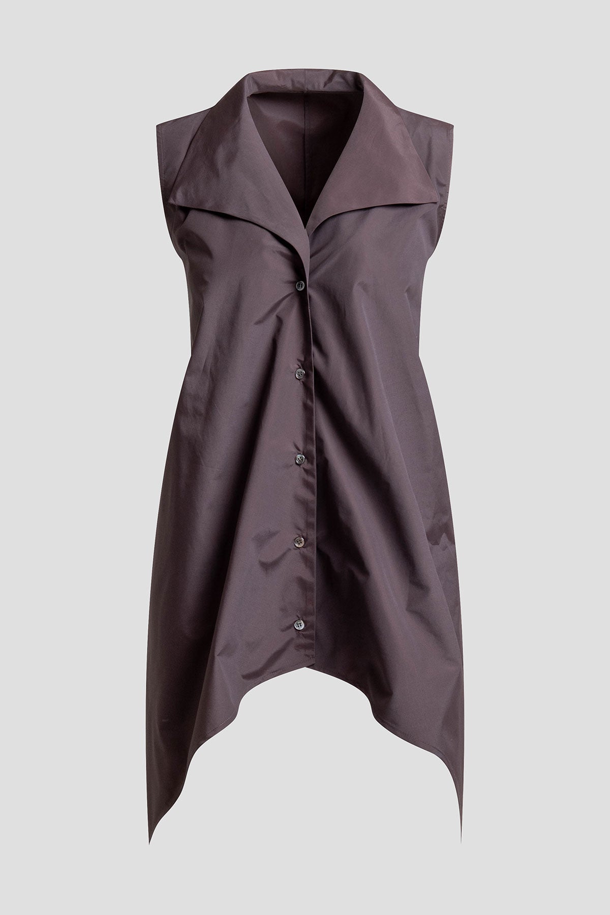 NATORI Techno Poplin Sleeveless Handkerchief Hem Shirt