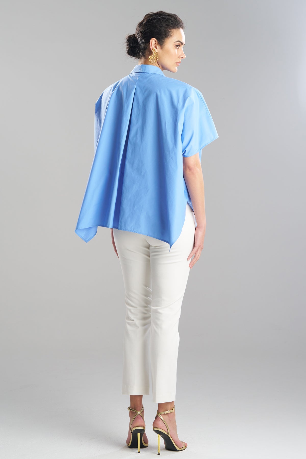 NATORI Techno Poplin Button Down Caftan Shirt