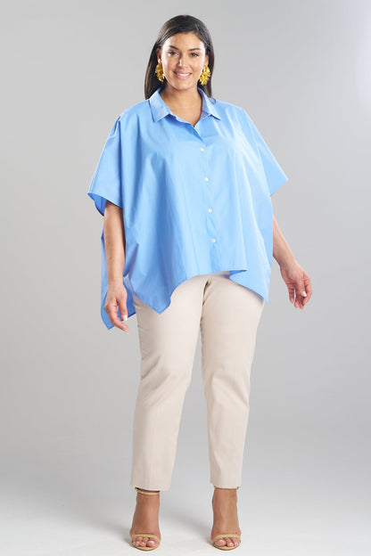 NATORI Techno Poplin Button Down Caftan Shirt