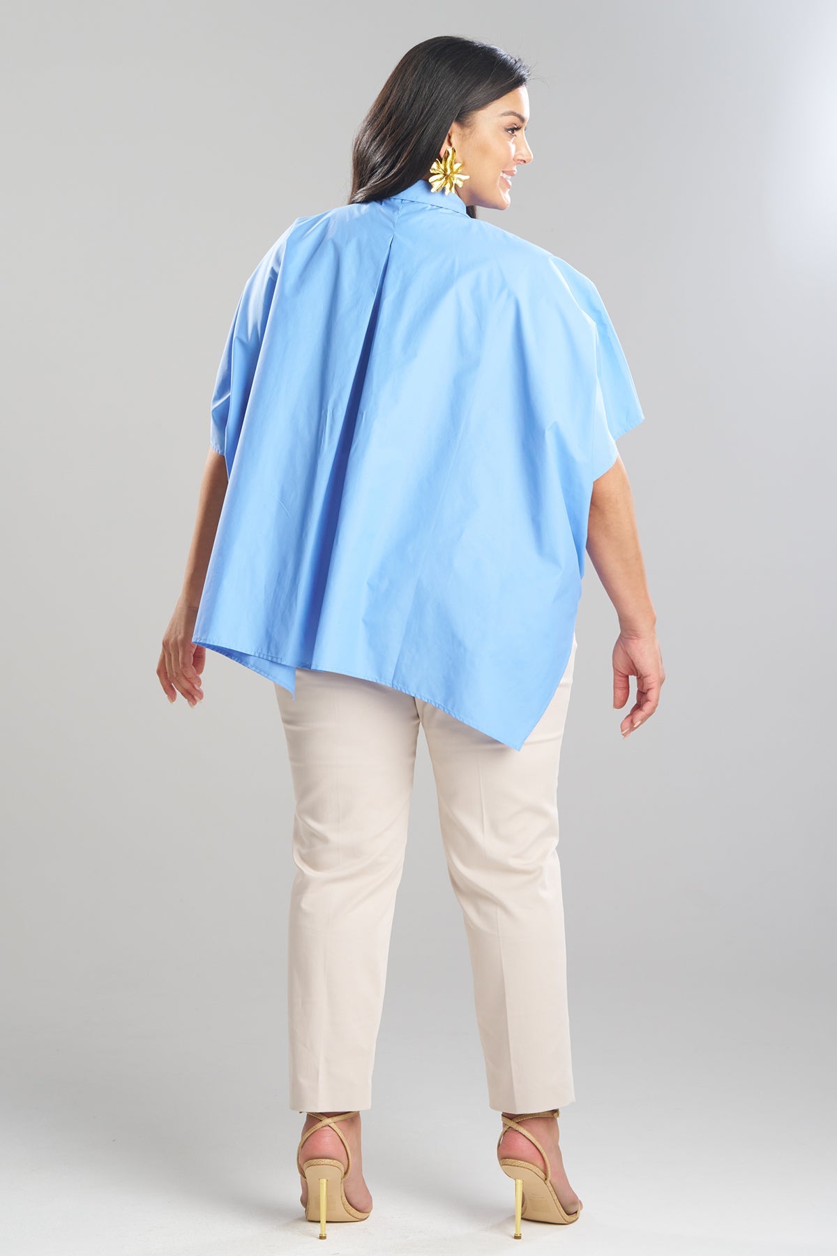 NATORI Techno Poplin Button Down Caftan Shirt