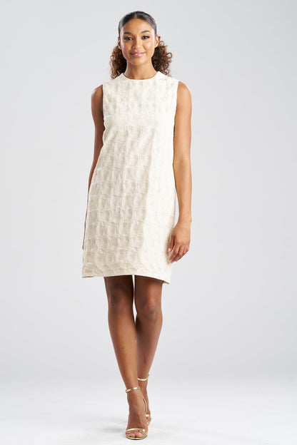 NATORI Spiral Embroidery Sleeveless Shift Dress