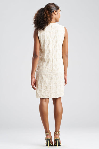 NATORI Spiral Embroidery Sleeveless Shift Dress