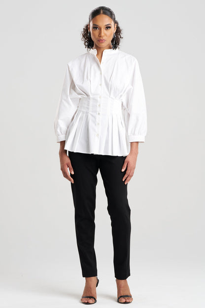 NATORI Cotton Poplin Pleated Shirt