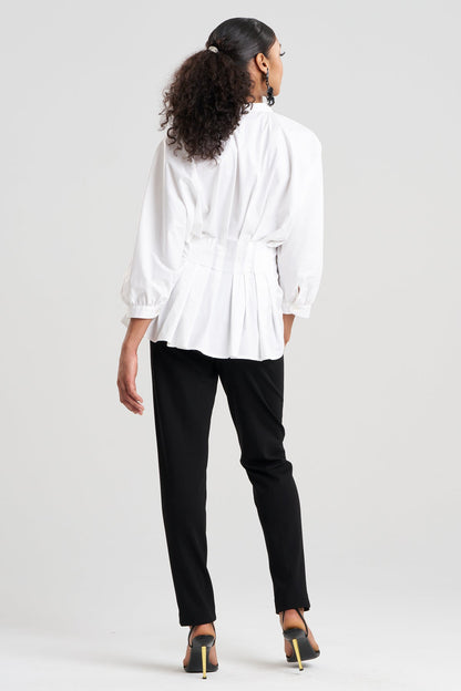 NATORI Cotton Poplin Pleated Shirt