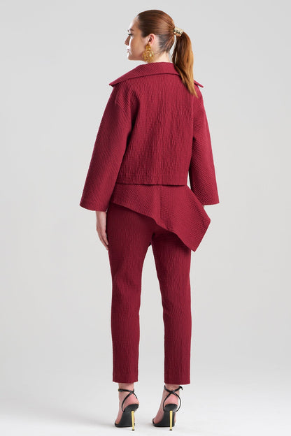 NATORI Textured Cotton Jacquard Stand Collar Jacket