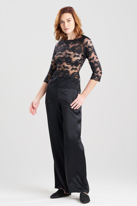 NATORI Buy Imagine Allover Lace Top in Black Online