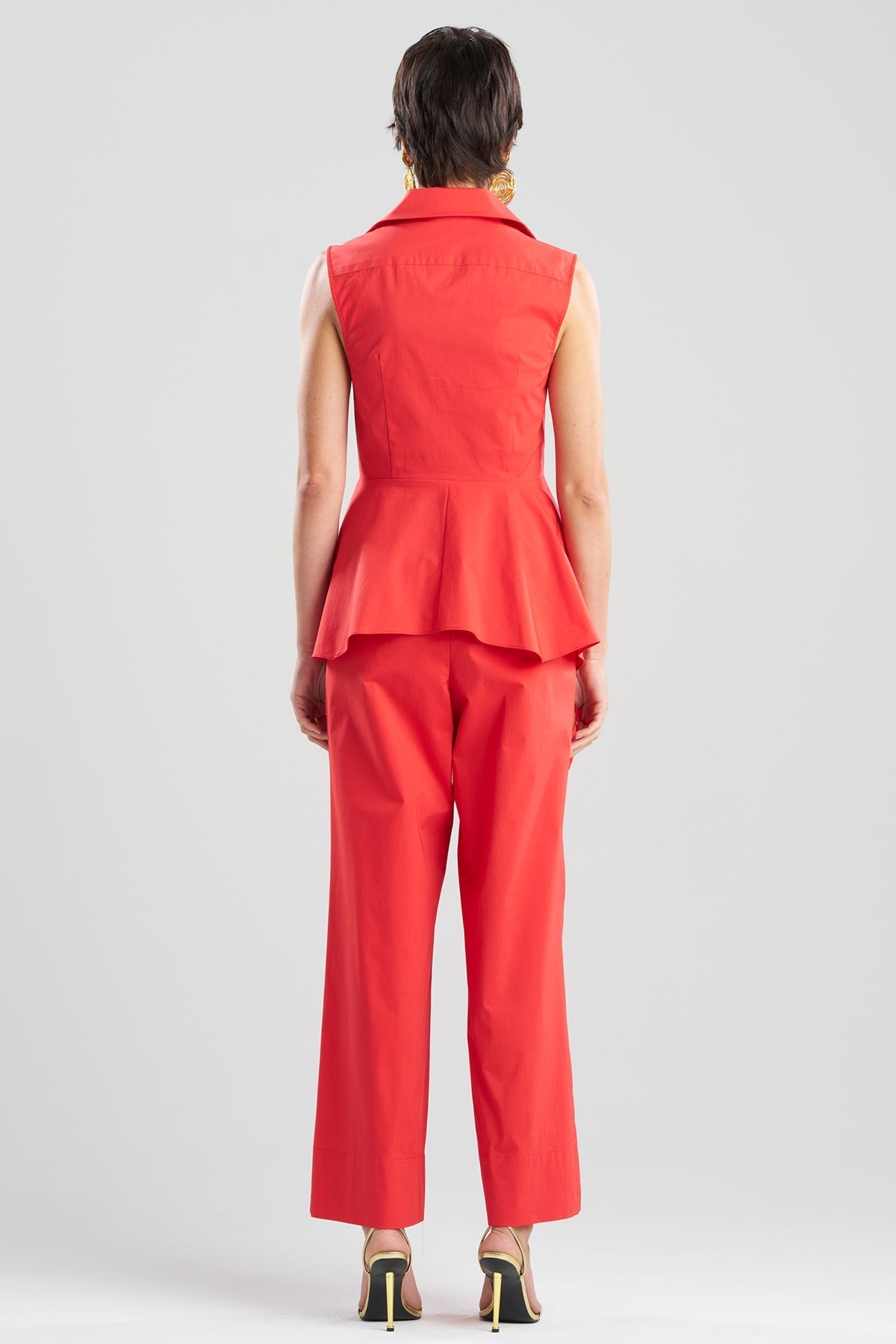 NATORI Tech Cotton Taffeta Cascade Peplum Shirt