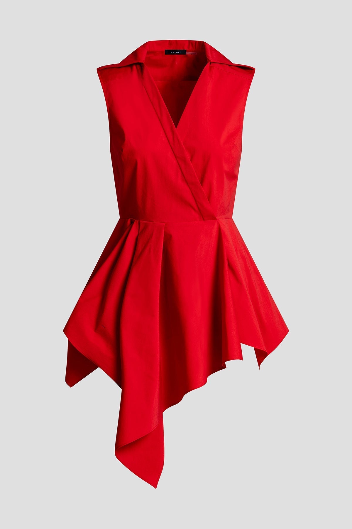 NATORI Tech Cotton Taffeta Cascade Peplum Shirt