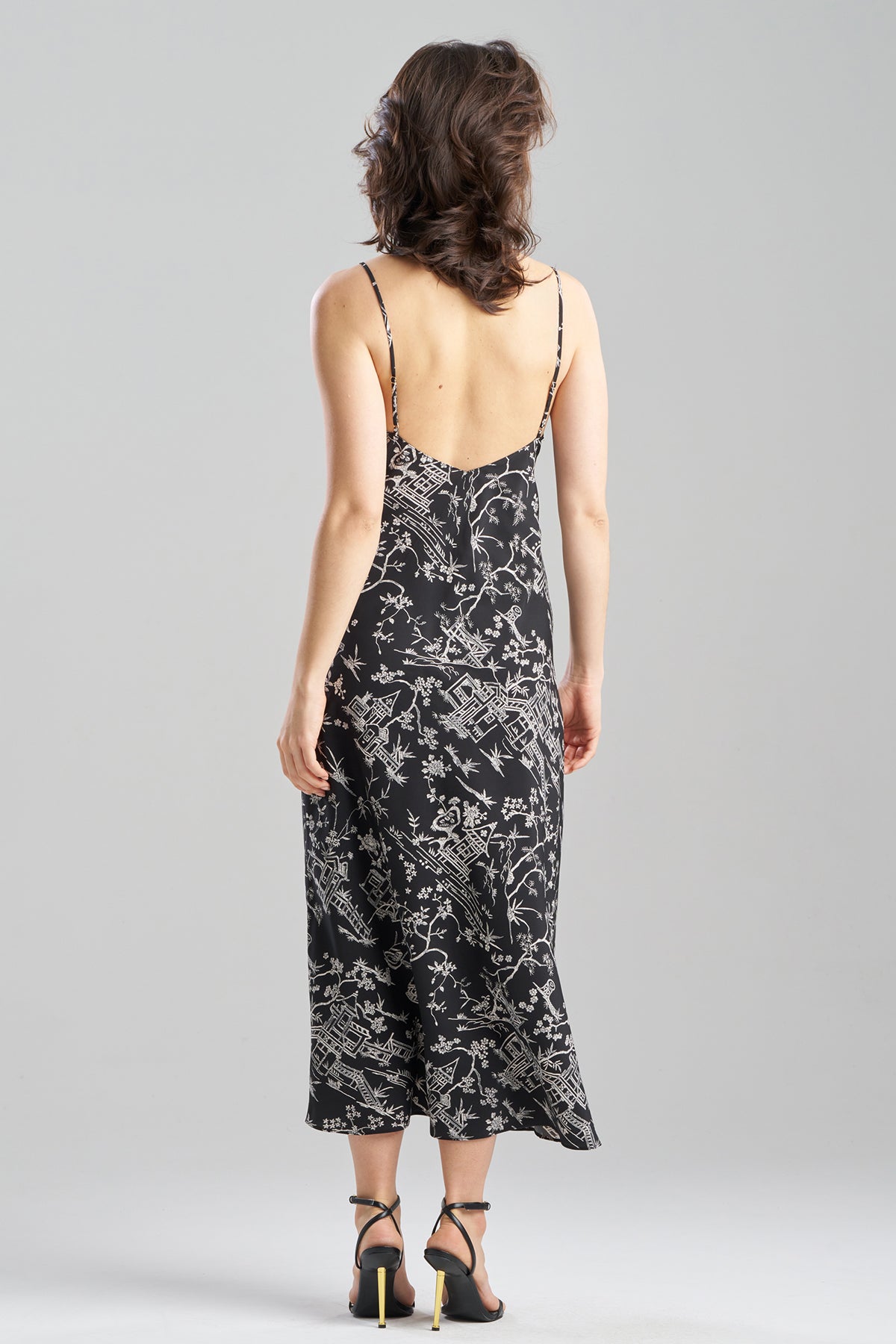 NATORI Toile Printed Satin Slip Dress