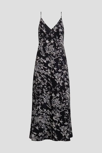 NATORI Toile Printed Satin Slip Dress