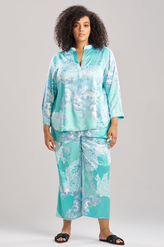 NATORI Flourish Printed Satin Mandarin PJ