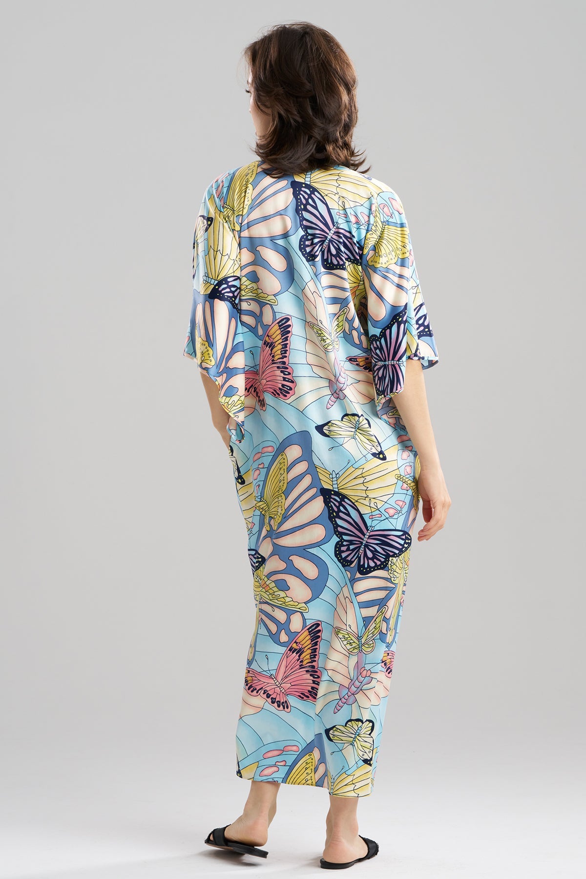 NATORI Papillon Printed Satin Caftan
