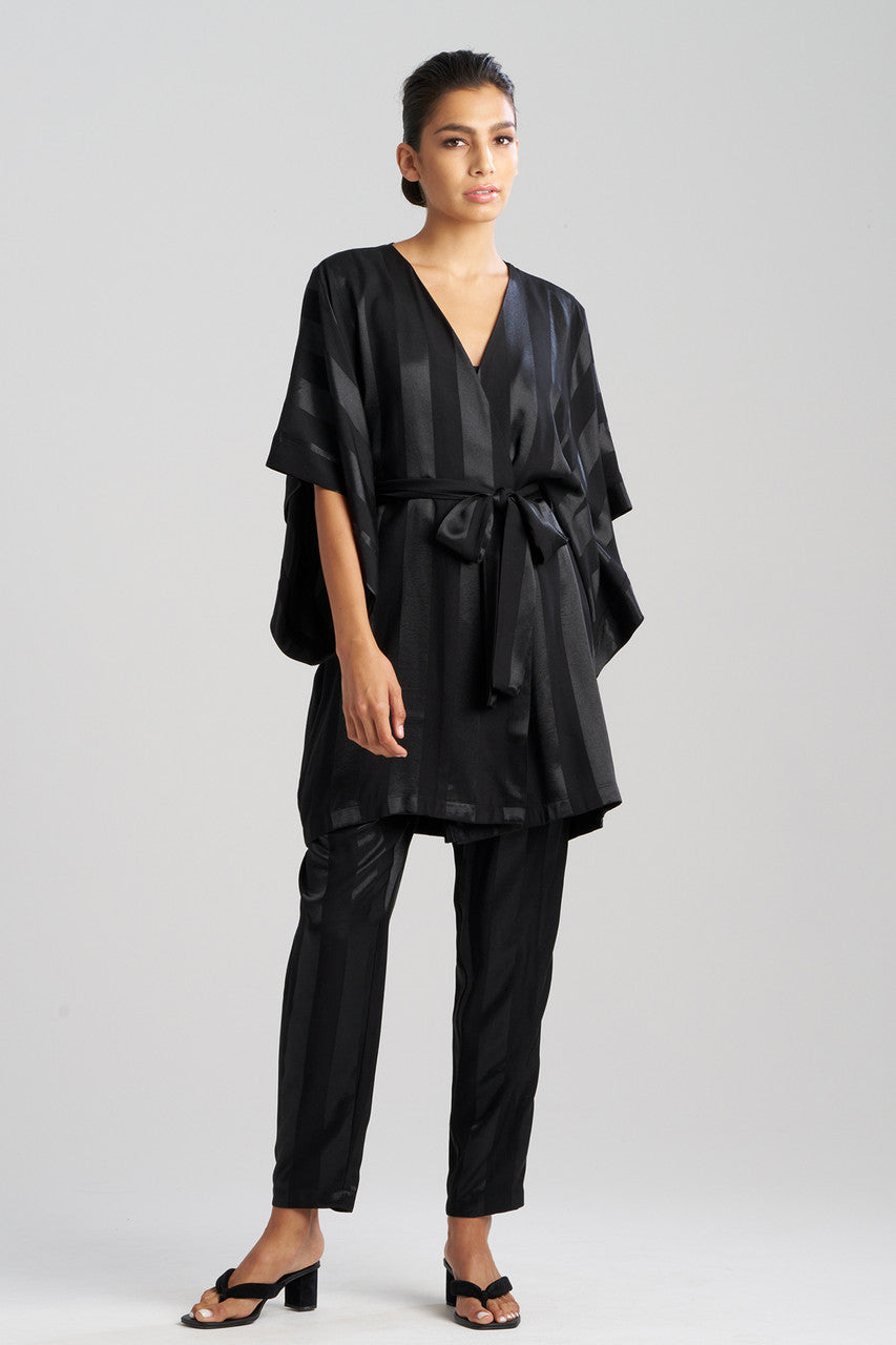 NATORI Buy Satin Jacquard Stripe Wrap in Black Online