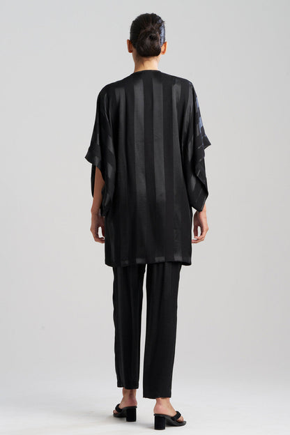 NATORI Buy Satin Jacquard Stripe Wrap in Black Online