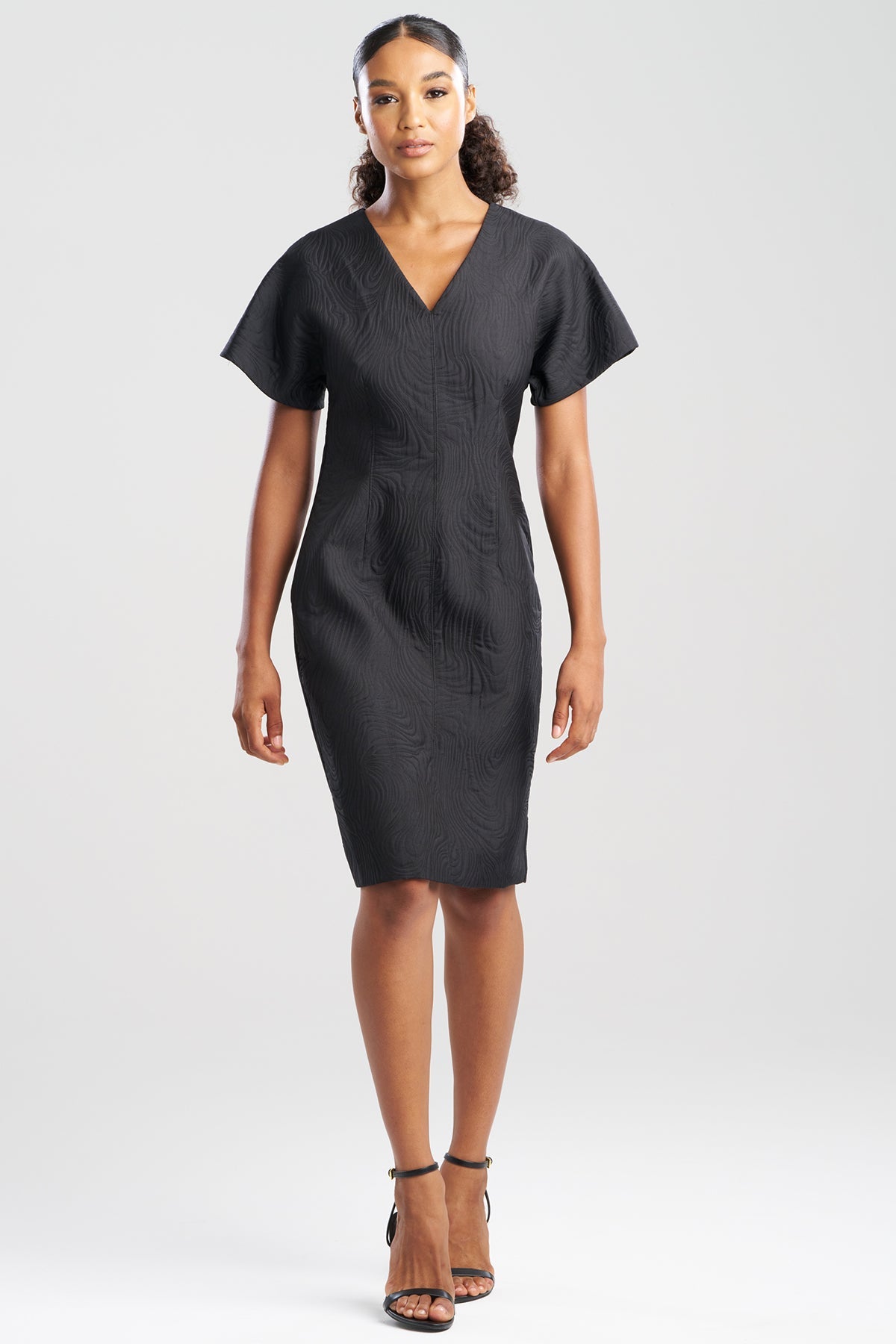 NATORI Swirl Jacquard Dolman Sleeve Dress