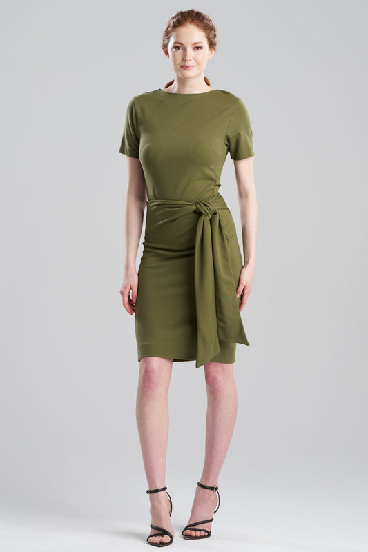 NATORI Ponte Knit Front Tie Sheath Dress