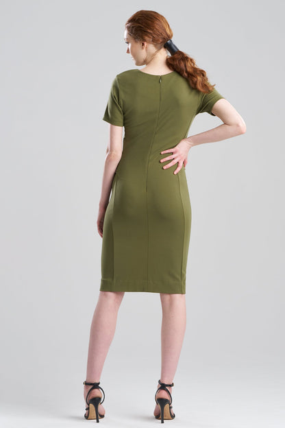 NATORI Ponte Knit Front Tie Sheath Dress