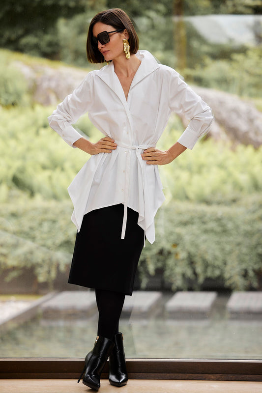 NATORI Cotton Poplin Handkerchief Hem Shirt