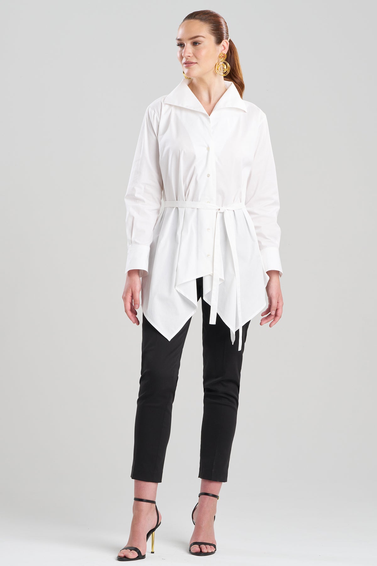NATORI Cotton Poplin Handkerchief Hem Shirt