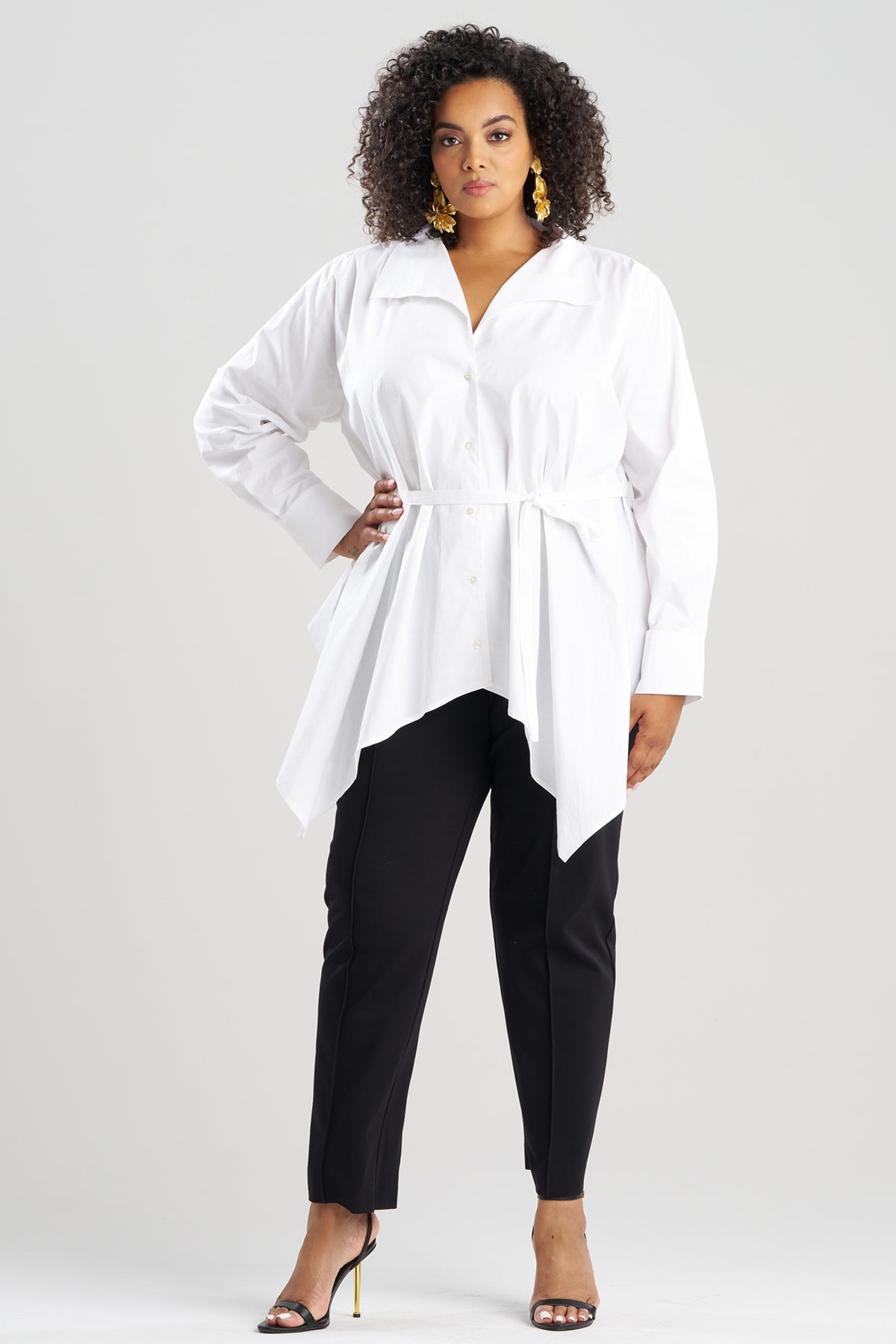 NATORI Cotton Poplin Handkerchief Hem Shirt