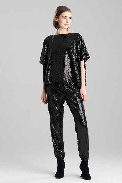 NATORI Buy Sequins Top in Black Online