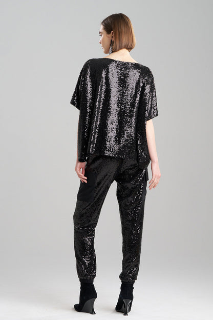 NATORI Buy Sequins Top in Black Online