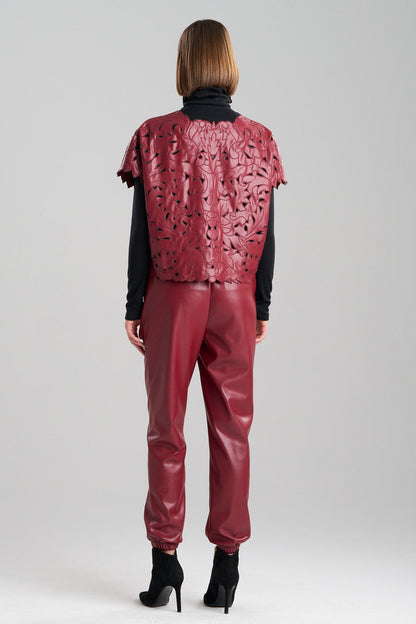NATORI Buy Vegan Luxe Lambskin Cut Out Top in Brick Online