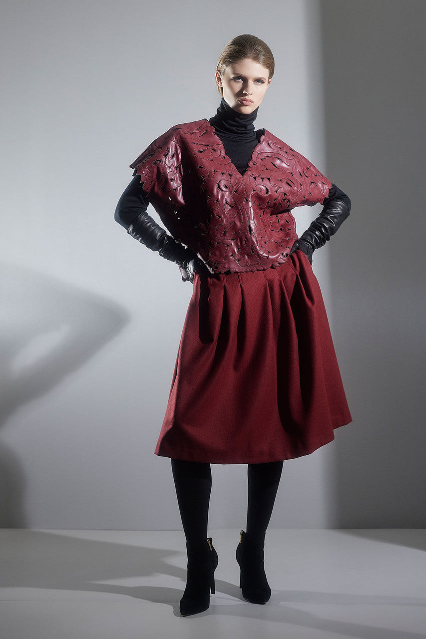 NATORI Buy Vegan Luxe Lambskin Cut Out Top in Brick Online