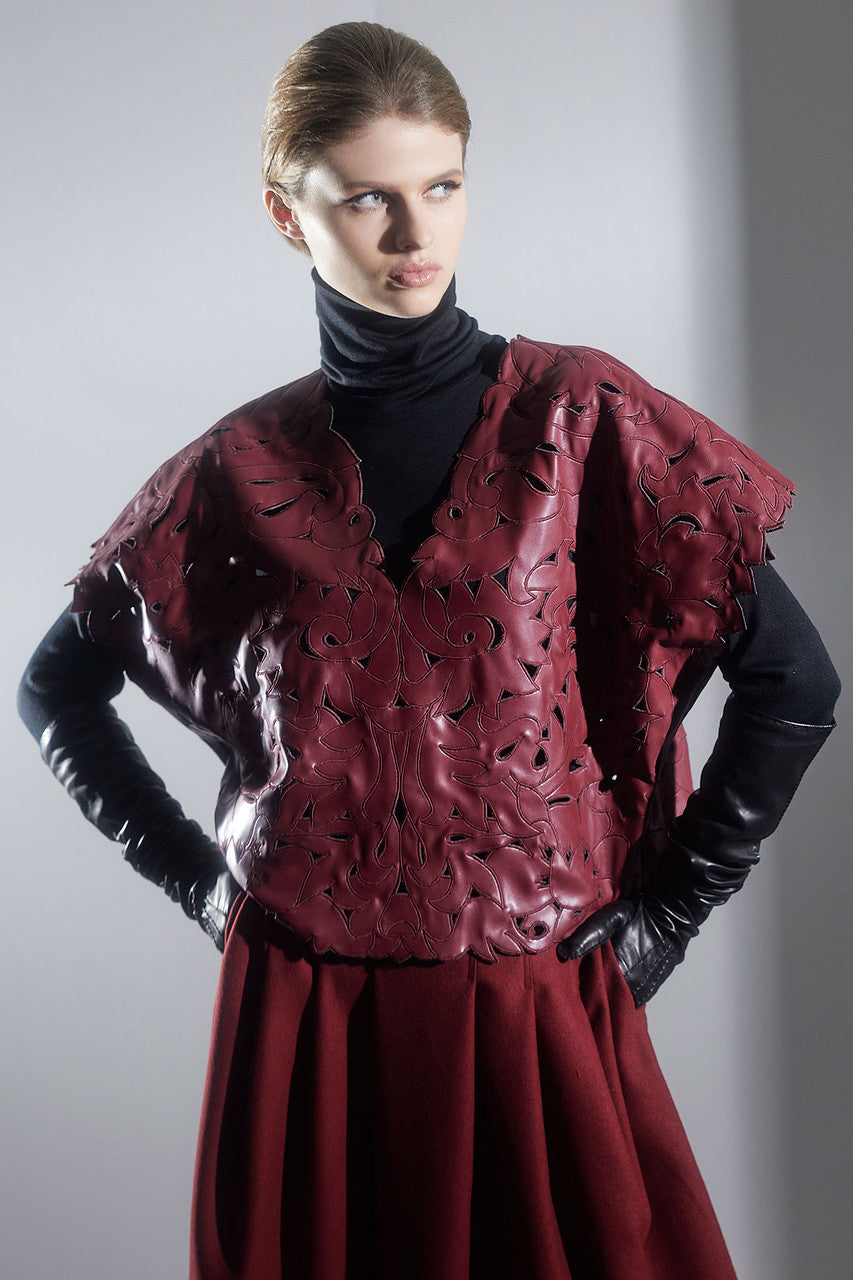 NATORI Buy Vegan Luxe Lambskin Cut Out Top in Brick Online