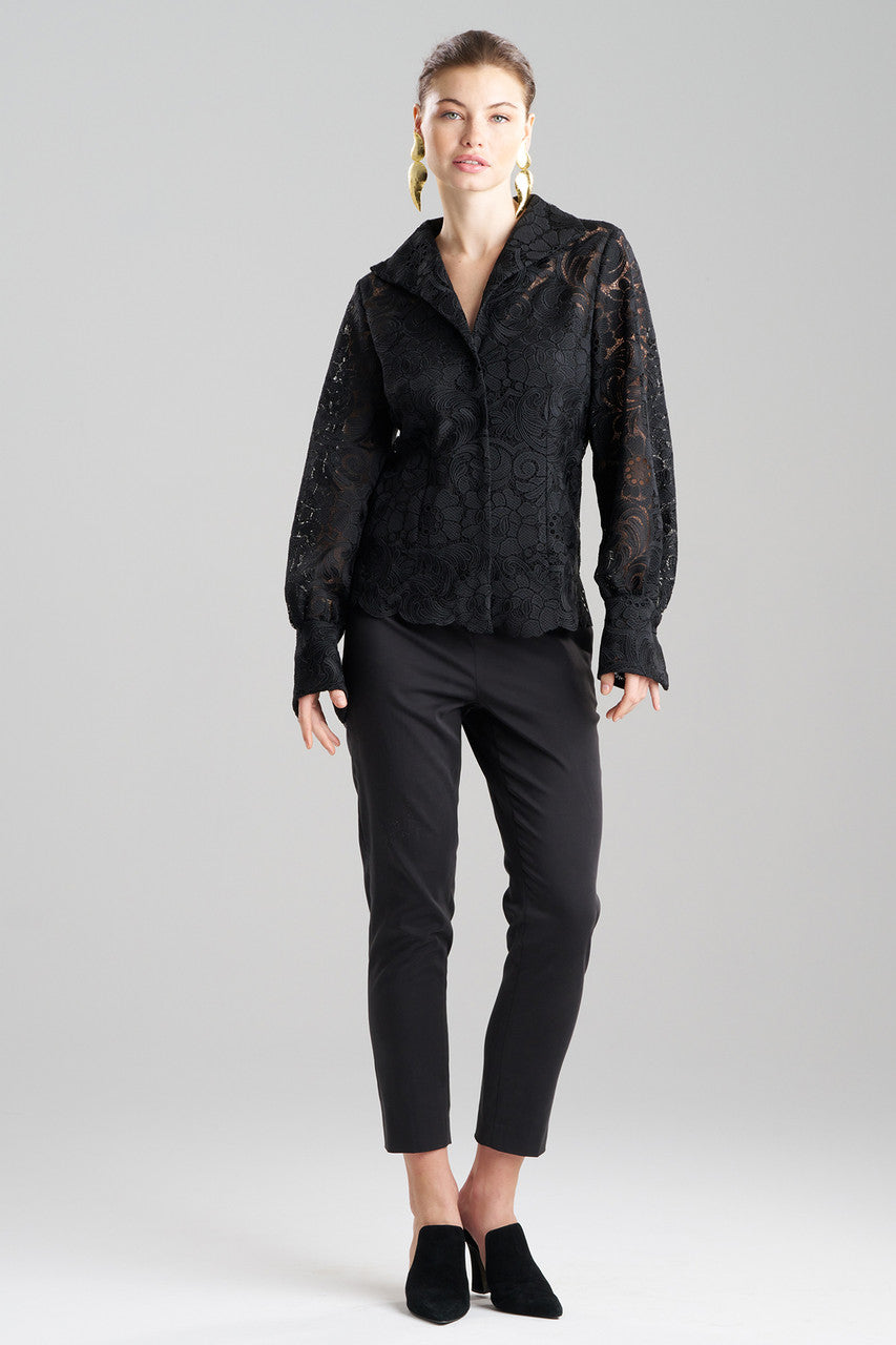 NATORI Buy Mantilla Lace Button Down Shirt in Black Online