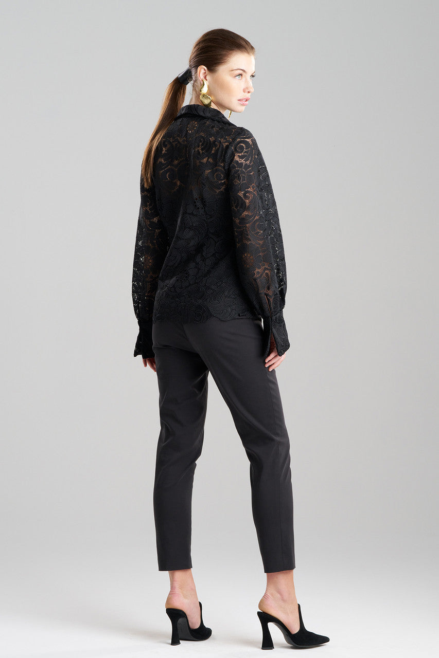 NATORI Buy Mantilla Lace Button Down Shirt in Black Online