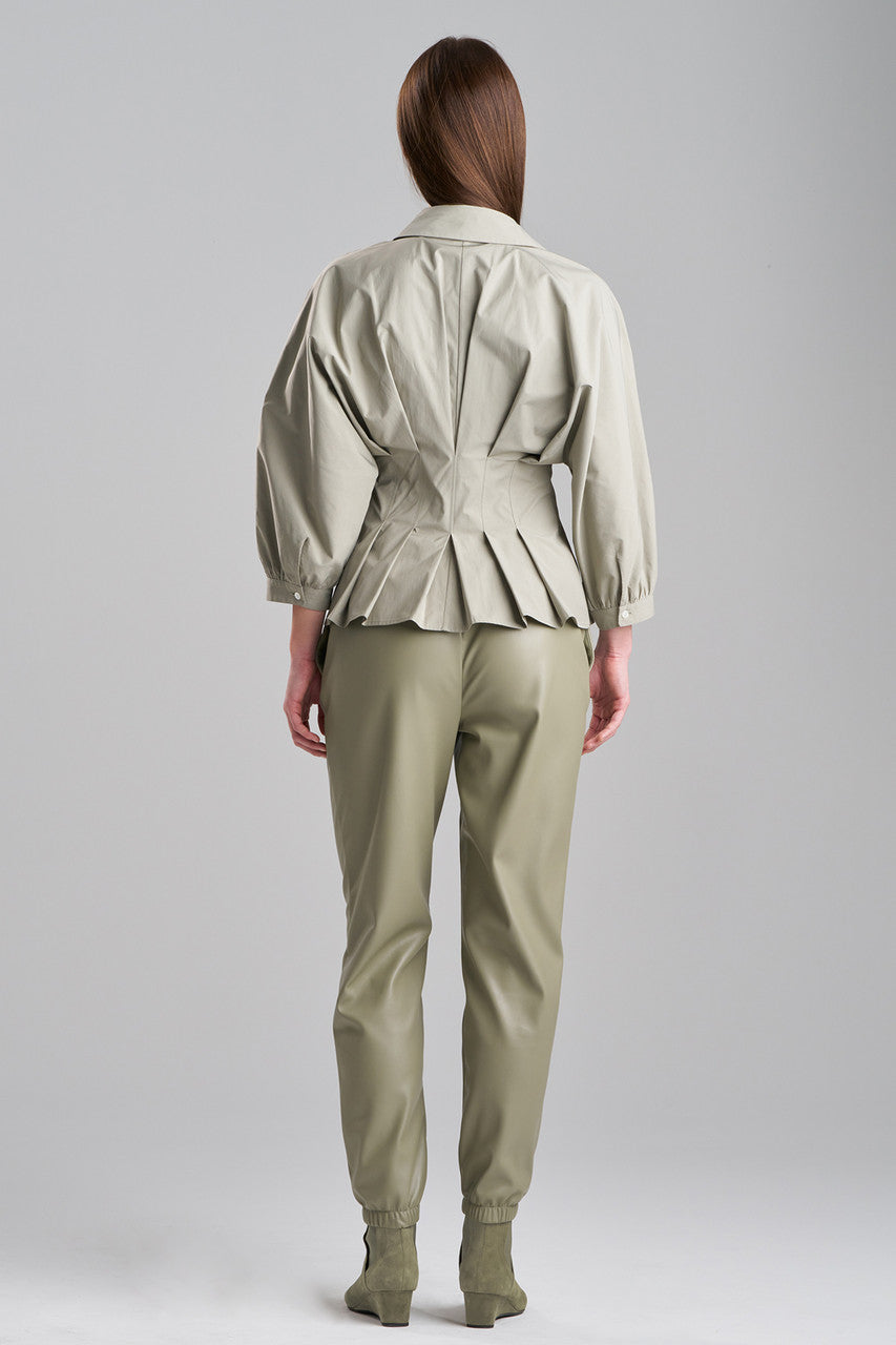 NATORI Buy Tech Cotton Taffeta Pleated Shirt in Light Sage Online