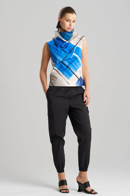 NATORI Buy Sorairo Printed Cotton Poplin Funnel Neck Top online