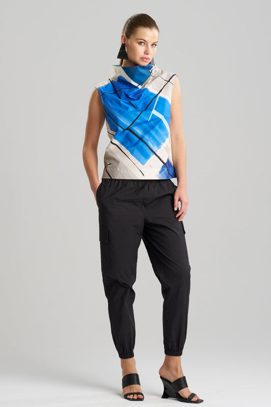 NATORI Buy Sorairo Printed Cotton Poplin Funnel Neck Top online