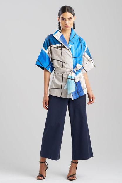 NATORI Buy Sorairo Printed Cotton Poplin Wrap Top online