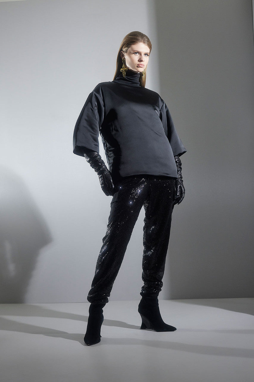 NATORI Buy Sequins Cargo Joggers in Black Online