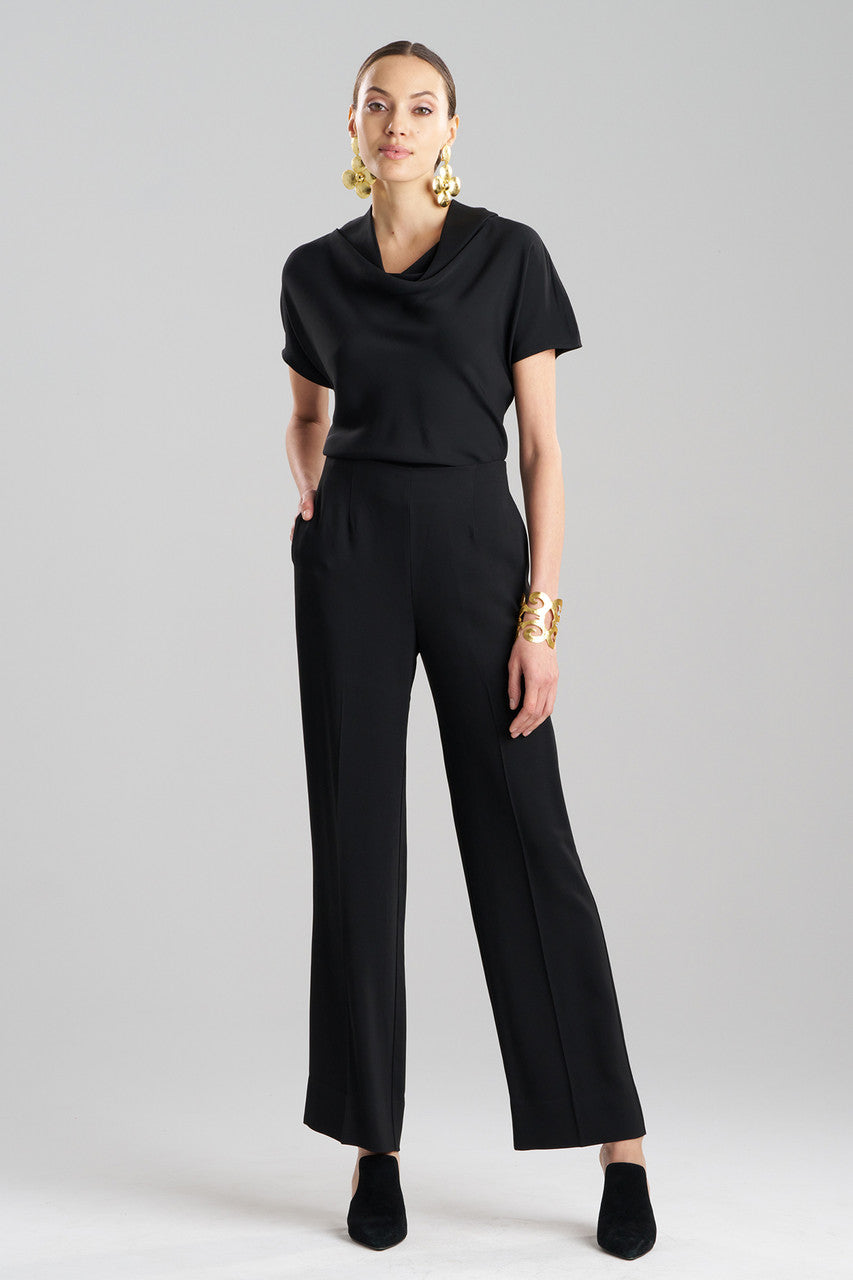 NATORI Buy Stretch Crepe Trousers in Black Online