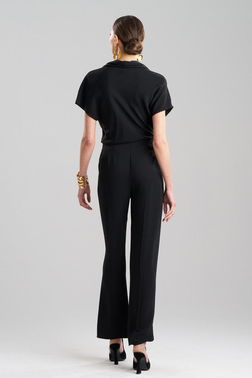 NATORI Buy Stretch Crepe Trousers in Black Online