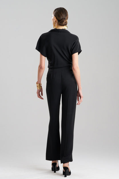 NATORI Buy Stretch Crepe Trousers in Black Online