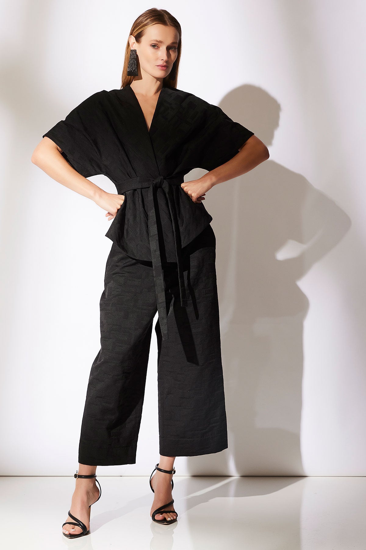 NATORI Buy Geo Texture Jacquard Wide Leg Cropped Pants online