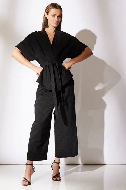 NATORI Buy Geo Texture Jacquard Wide Leg Cropped Pants online